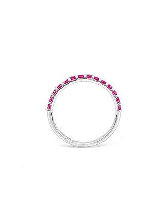 Anillo de oro blanco de 10 quilates con rubí creado de 0,56 quilates, talla 6,5