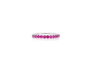 Anillo de oro blanco de 10 quilates con rubí creado de 0,56 quilates, talla 6,5