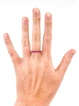 Anillo de oro blanco de 10 quilates con rubí creado de 0,56 quilates, talla 6,5