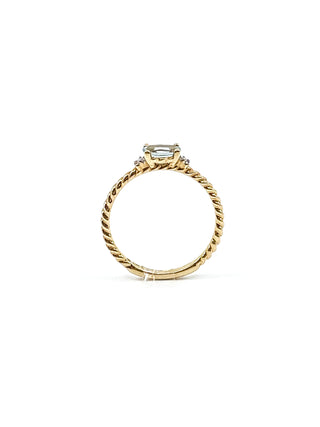 10K Yellow Gold 0.40cttw Genuine Oval Cut Aquamarine & 0.02cttw Diamond Ring