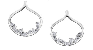 Aretes colgantes de diamantes de 0,46 quilates en oro blanco de 10 quilates