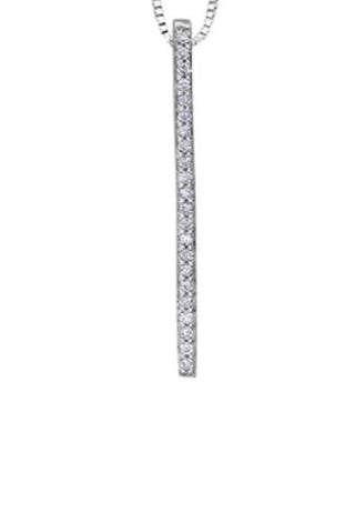 Colgante con barra de diamantes de 0,10 quilates en oro blanco de 10 quilates, 18"