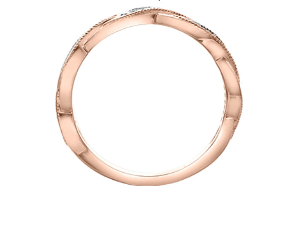 10K Rose Gold 0.095cttw Diamond Ring, size 6.5