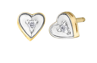 Pendientes de corazón de diamantes en oro de 10 quilates en dos tonos, 0,02 quilates