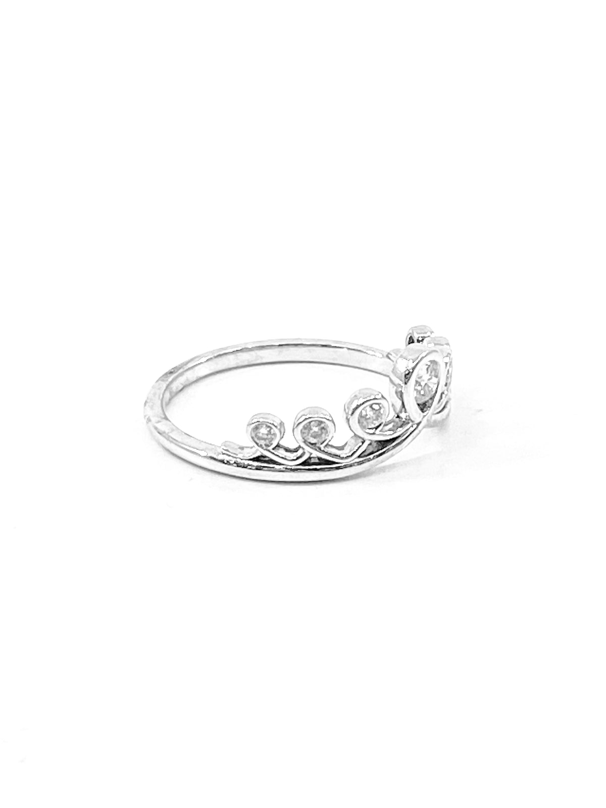 10K White Gold 0.20cttw Diamond Crown Ring, size 6.5