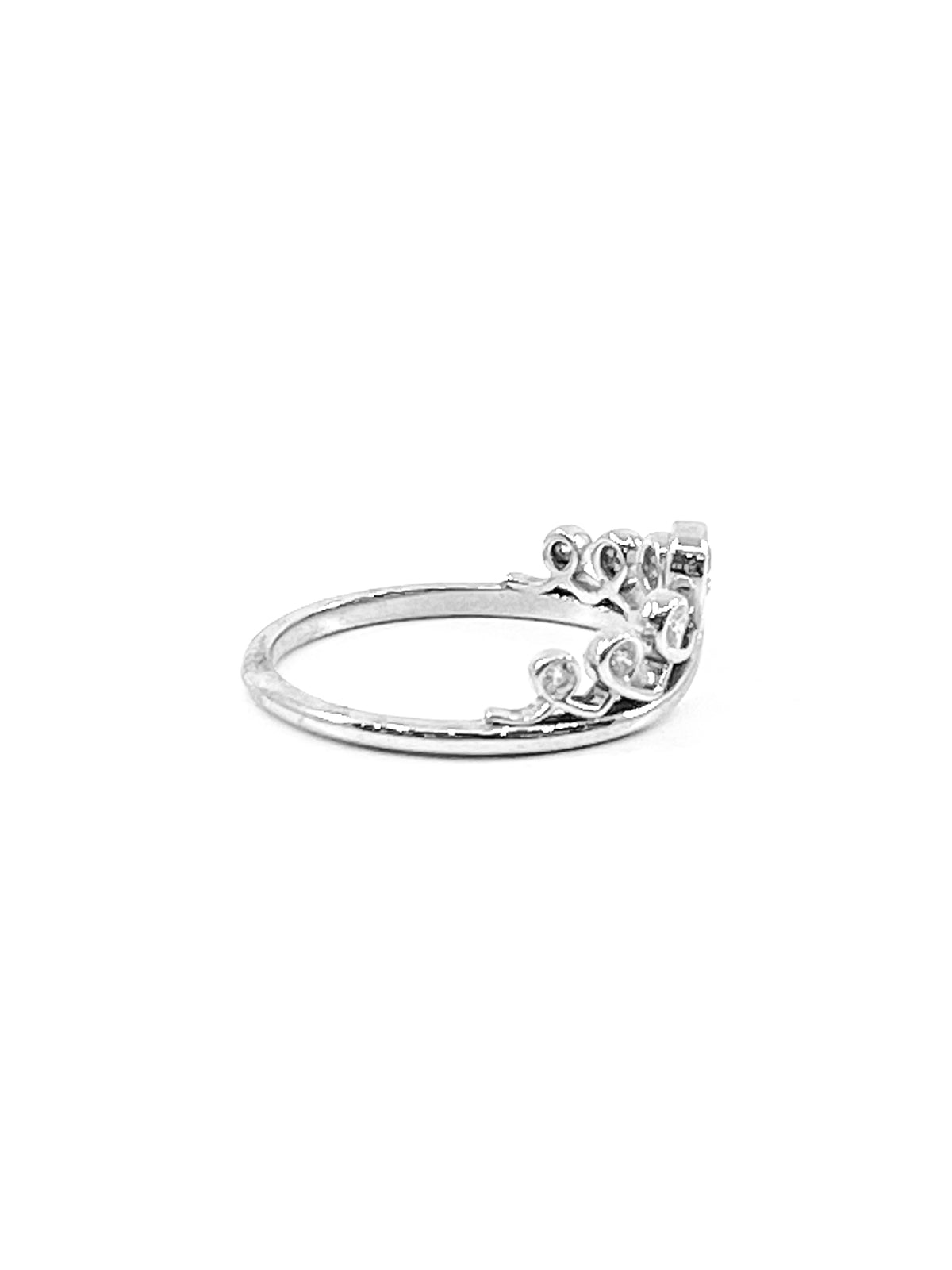 10K White Gold 0.20cttw Diamond Crown Ring, size 6.5