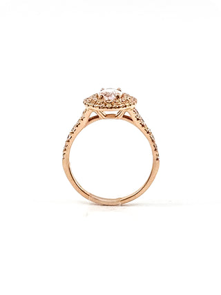 14K Rose Gold 0.75cttw Oval Cut Genuine Morganite & 0.45cttw Diamond Double Halo Ring