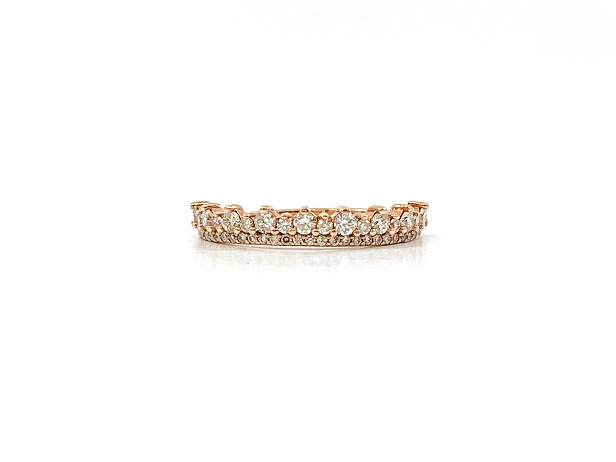 10K Rose Gold 0.50cttw Crown Diamond Ring - Size 6.75
