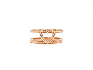 10K Rose Gold Heart Ring, size 6.5