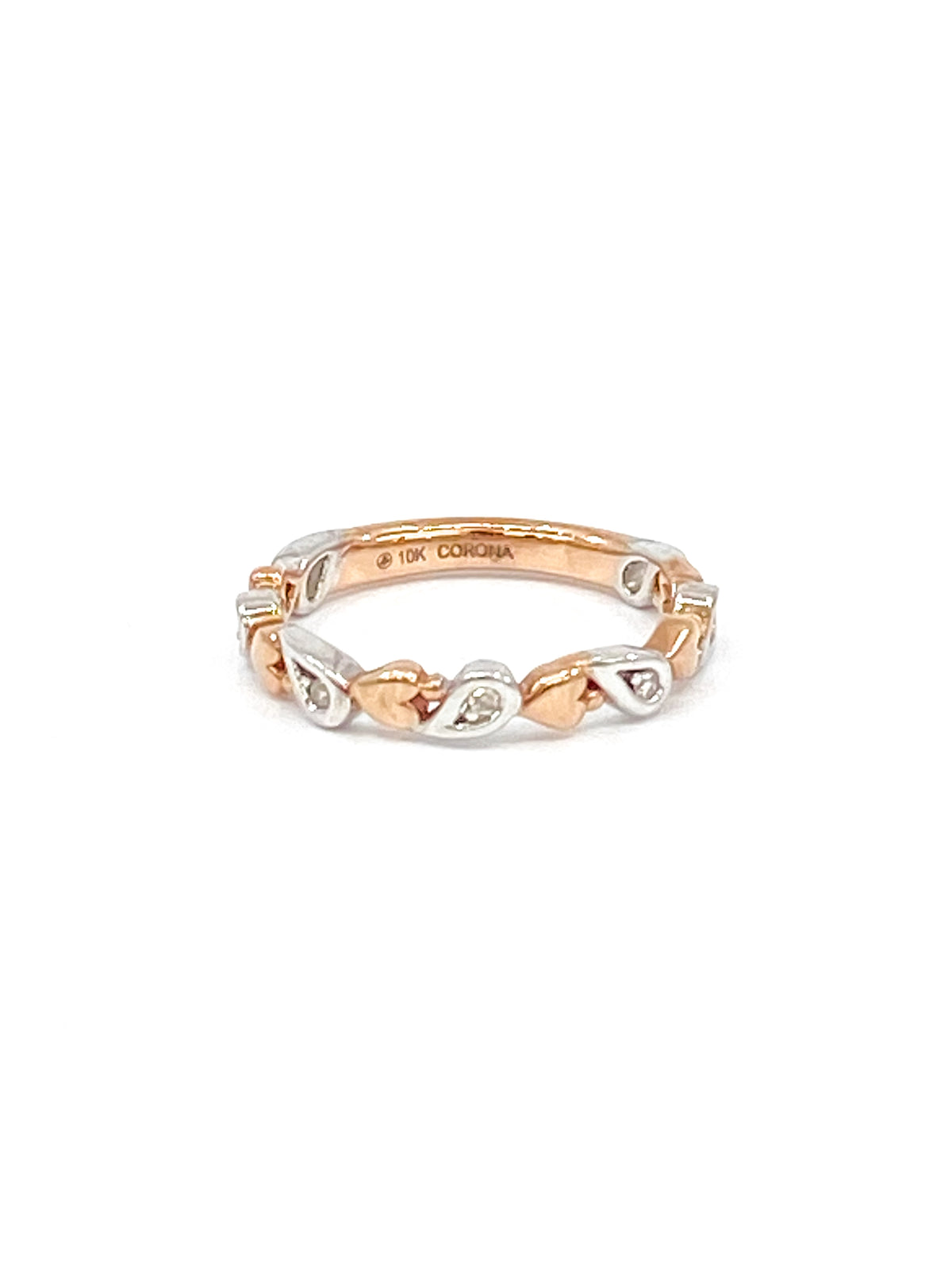 10K White &amp; Rose Gold 0.05cttw Diamond Heart Ring, size 6.5