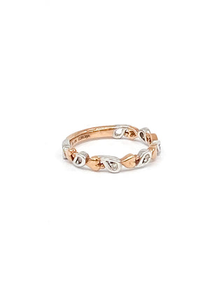 10K White & Rose Gold 0.05cttw Diamond Heart Ring, size 6.5