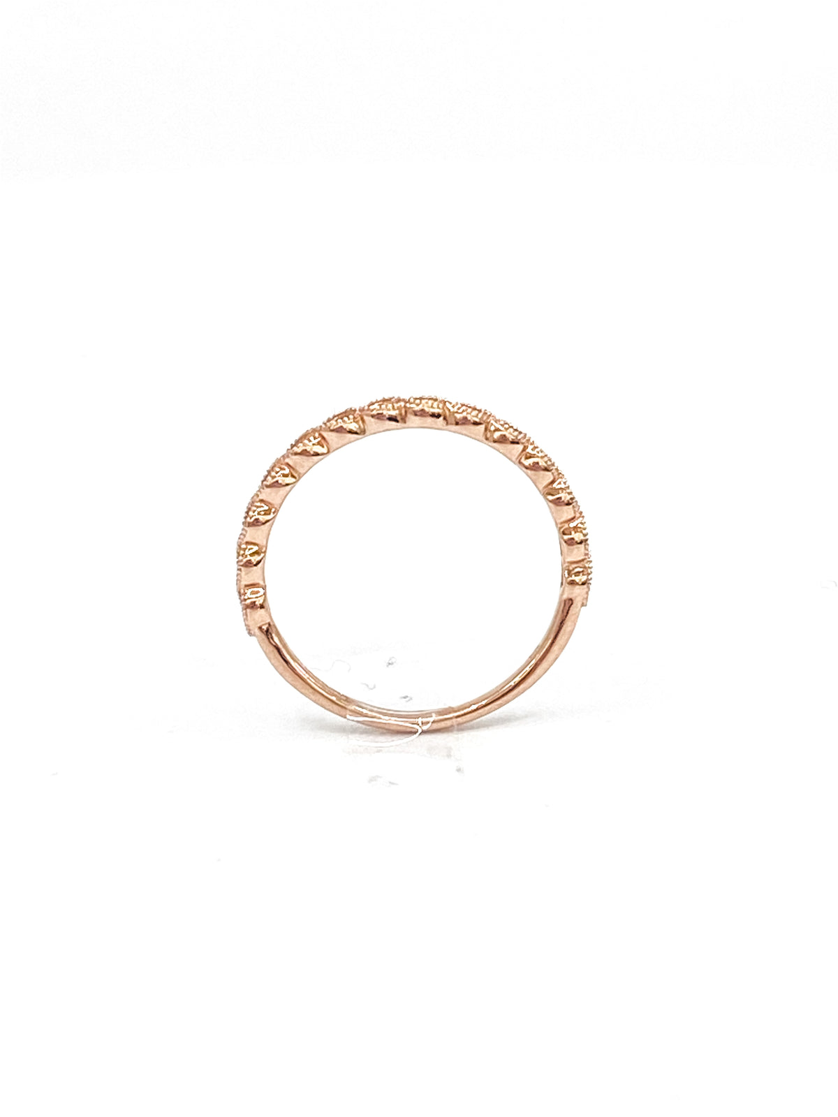 10K Rose Gold 0.07cttw Round Cut Diamond Ring, size 6.5