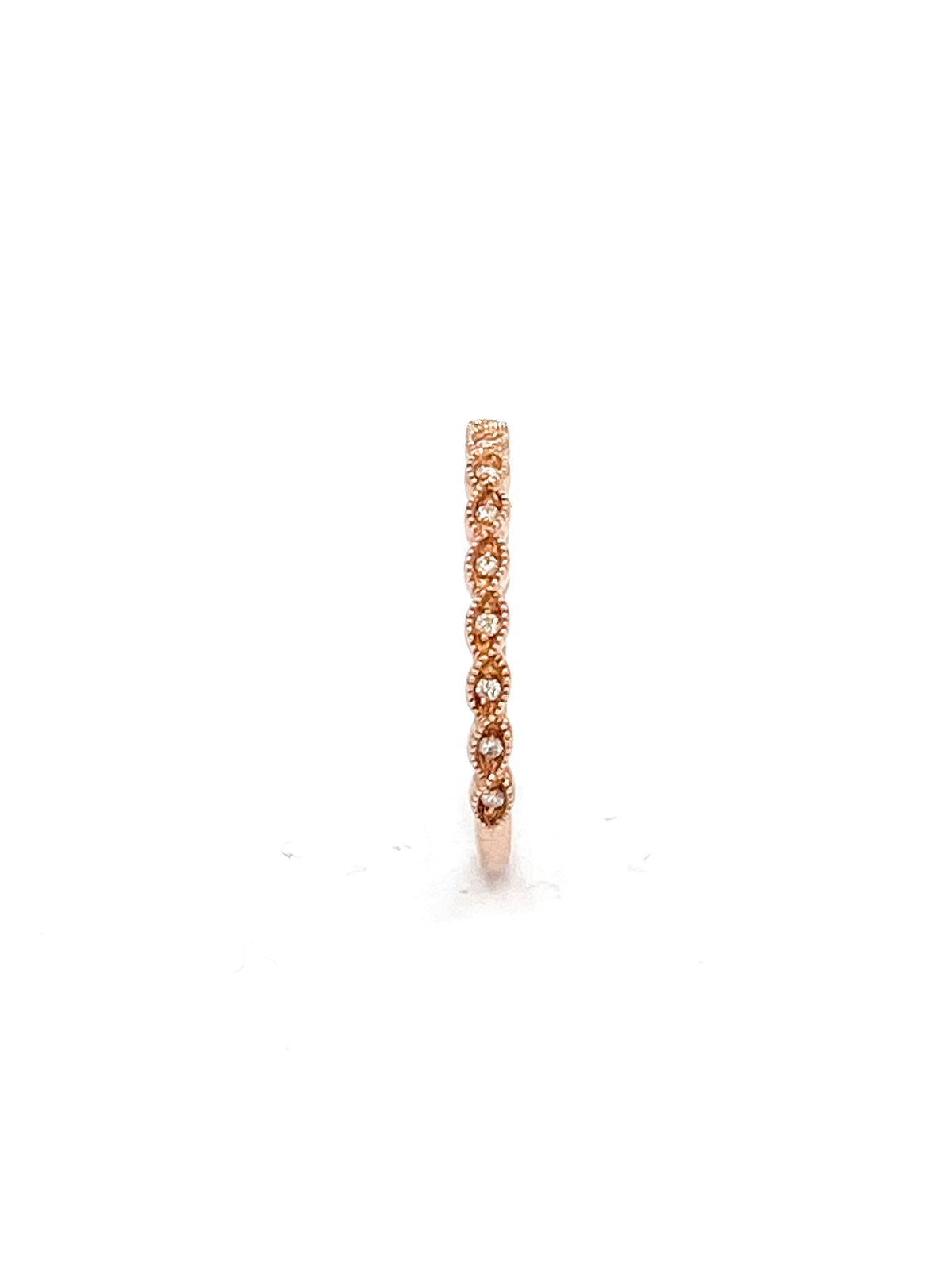 10K Rose Gold 0.07cttw Round Cut Diamond Ring, size 6.5