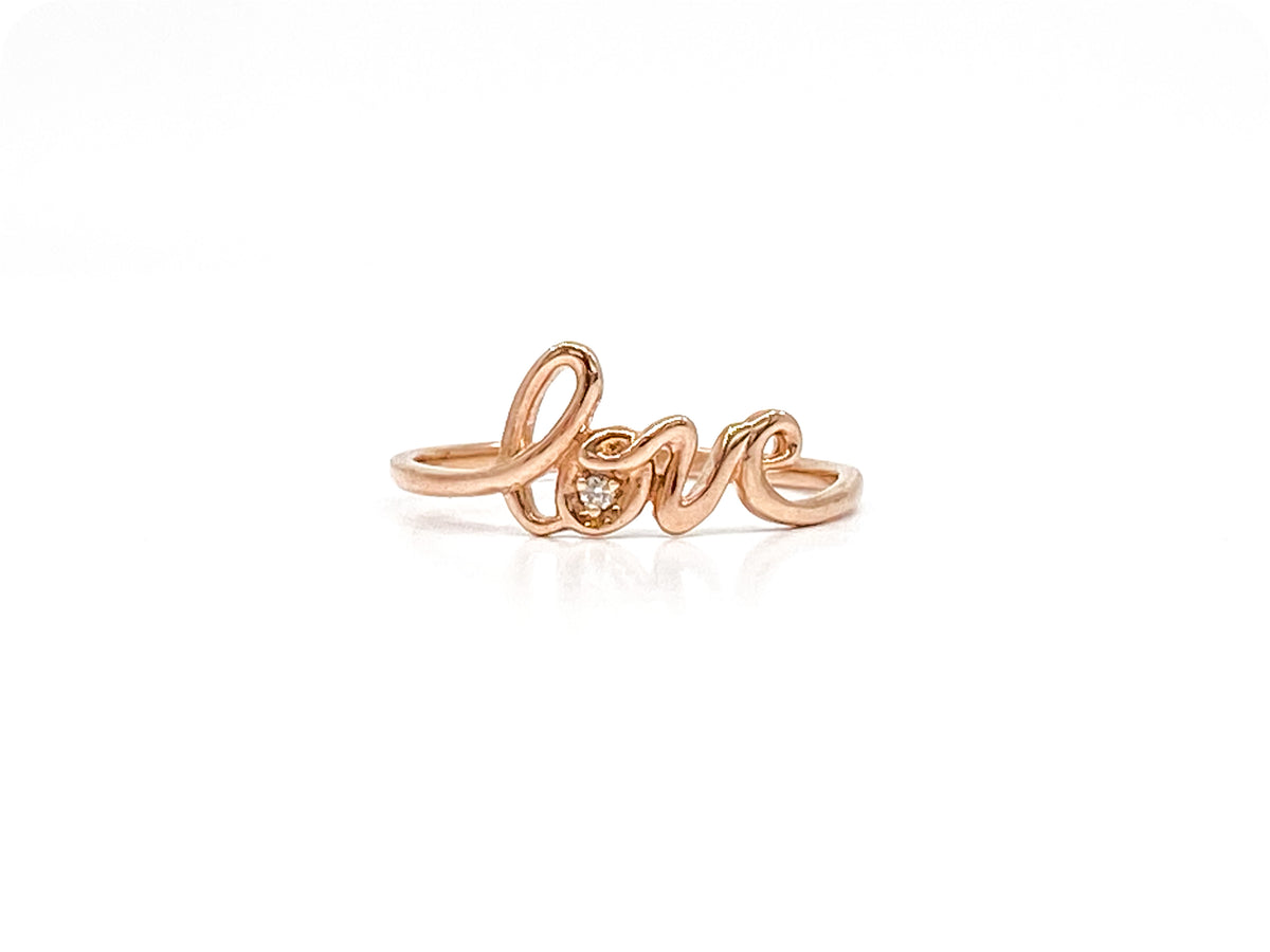 10K Rose Gold 0.01cttw Diamond Love Ring, size 6.5