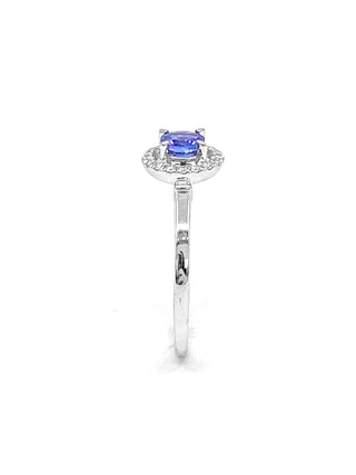 10K White Gold 0.42cttw Tanzanite and 0.10cttw Diamond Ring, size 6.5