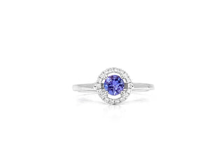 10K White Gold 0.42cttw Tanzanite and 0.10cttw Diamond Ring, size 6.5