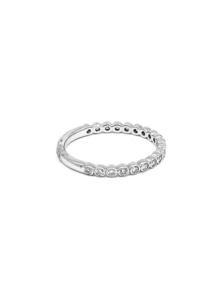 Anillo/banda de diamantes de 0,27 quilates en oro blanco de 10 quilates, tamaño 6,5
