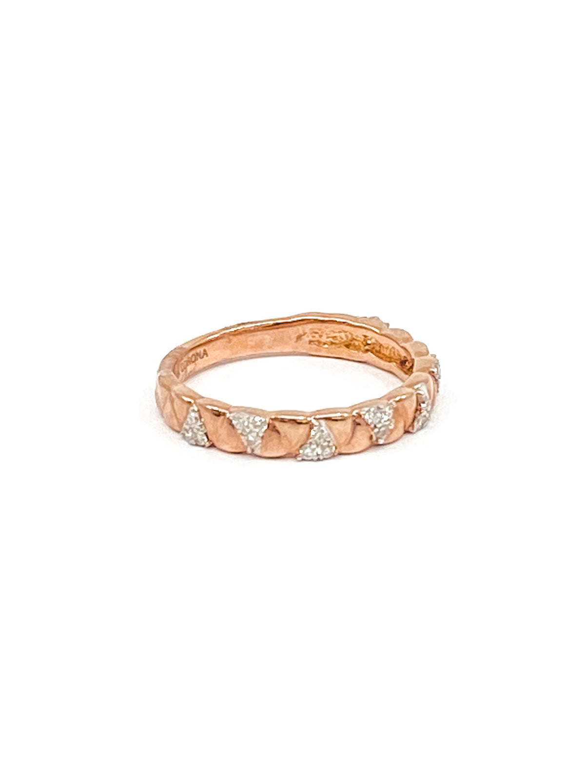 Anillo de diamantes de 0,19 quilates en oro rosa de 10 quilates, talla 6,5