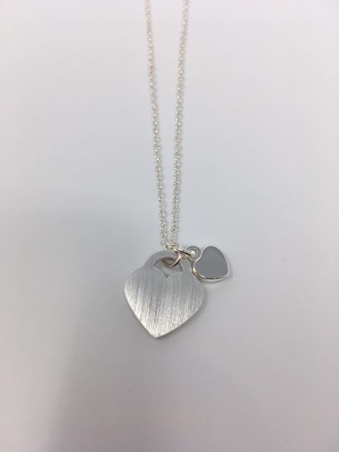 Brush Silver Heart Necklace