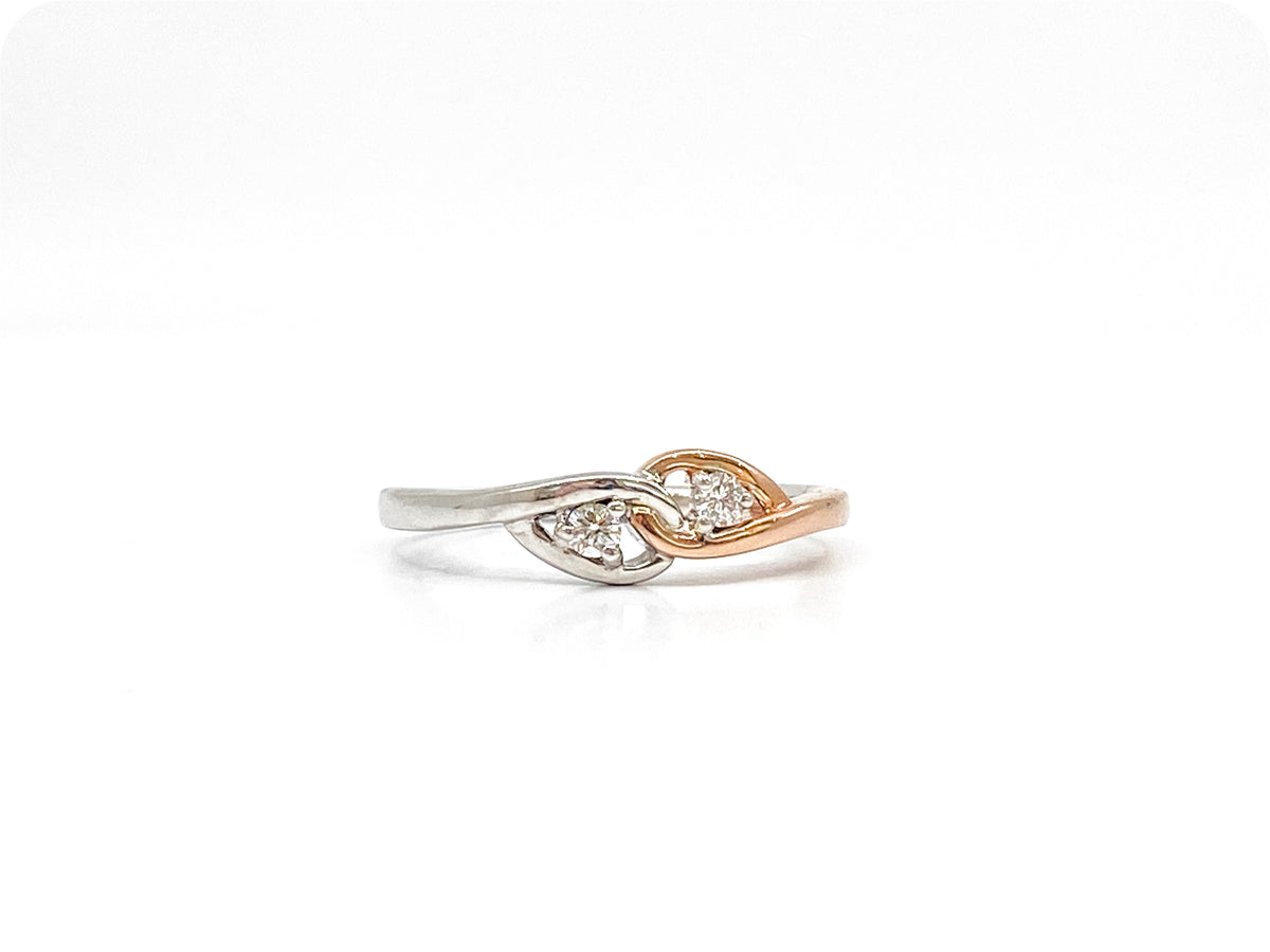 10K White &amp; Rose Gold 0.10cttw Diamond Ring, size 6.5