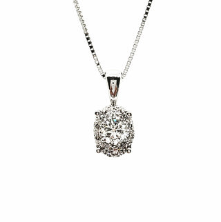 Collar con forma ovalada de diamantes de 0,23 quilates en oro blanco de 10 quilates, 18"