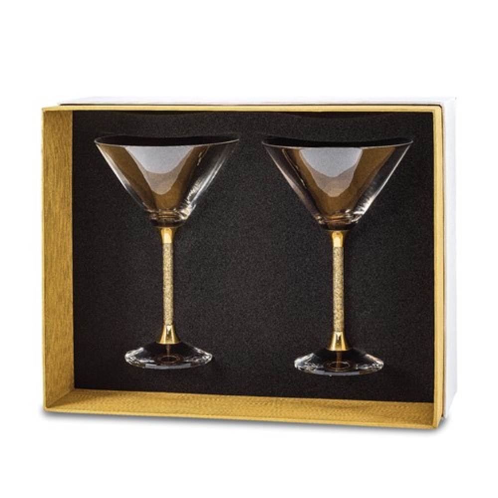 Copas de Martini de 2 piezas con tallos en escamas de oro de 24 quilates