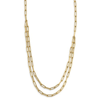 14k Polished Double-layer Paperclip Link Necklace - 20 Inches