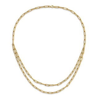 14k Polished Double-layer Paperclip Link Necklace - 20 Inches