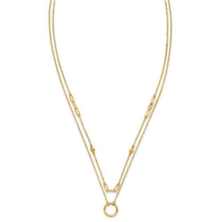 14k Polished Double Layer Necklace - 18 Inches