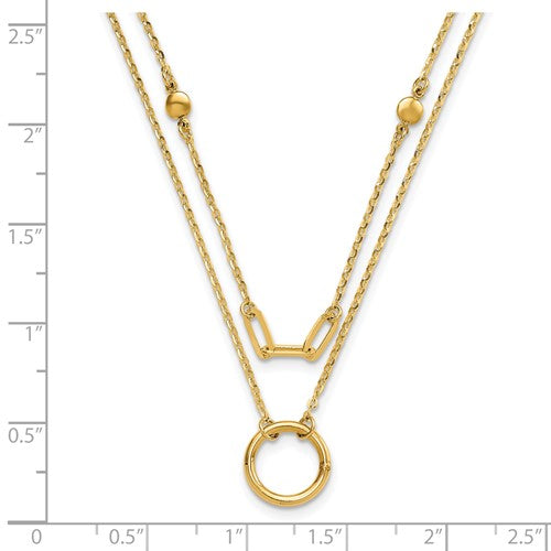 14k Polished Double Layer Necklace - 18 Inches