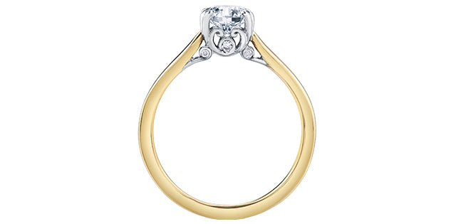 18K Yellow and Palladium Gold 0.536cttw Canadian Diamond Ring - Size 6.25