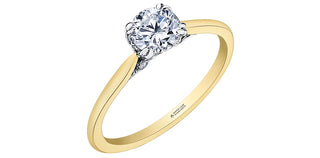 Anillo de diamantes canadienses de 0,536 quilates en oro amarillo y paladio de 18 quilates - Tamaño 6,25