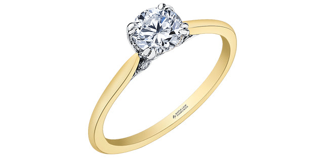 18K Yellow and Palladium Gold 0.536cttw Canadian Diamond Ring - Size 6.25