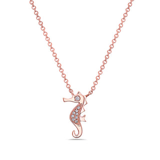 Colgante de caballito de mar con diamantes de 0,03 quilates en oro rosa de 14 quilates, 18"