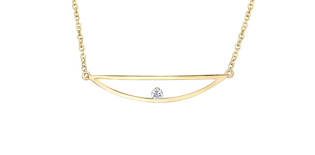 10K Yellow Gold 0.04cttw Canadian Diamond Necklace, 18&quot;