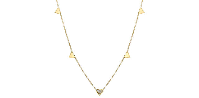 10K Yellow Gold 0.05cttw Diamond Heart Pendant, 18&quot;