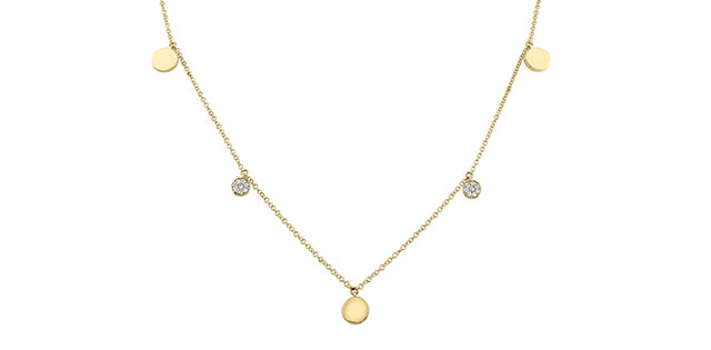 10K Yellow Gold 0.08cttw Diamond Necklace - 18&quot;