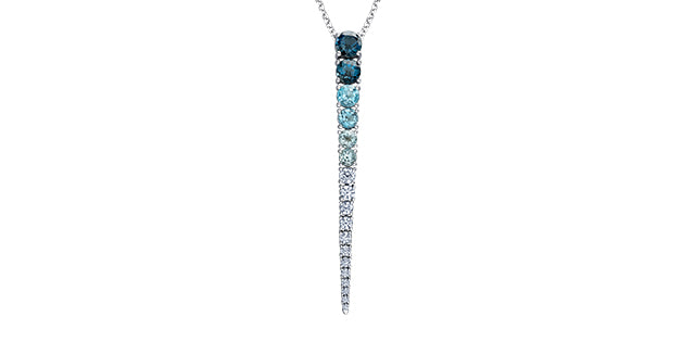 14K Gold 1.00cttw Canadian Diamond and Blue Topaz Pendant, 18&quot;