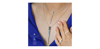 14K Gold 0.25cttw Canadian Diamond and Blue Topaz Pendant, 18"
