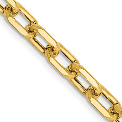 Cable de eslabones abiertos semisólidos de talla diamante de 3 mm de oro amarillo de 14 quilates con cadena con cierre de langosta