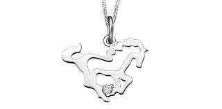 Colgante de caballo de diamante canadiense de plata de ley de 0,02 quilates, 18"