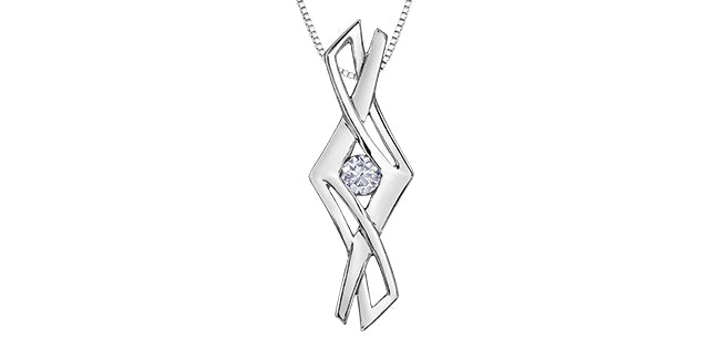 Sterling Silver 0.15cttw Canadian Diamond Pendant, 18&quot;
