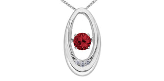 Colgante de oro blanco de 10 quilates con rubí y diamante auténticos de 0,12 quilates, 18"