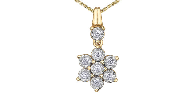 10K Yellow Gold 0.20cttw Diamond Pendant - 18"