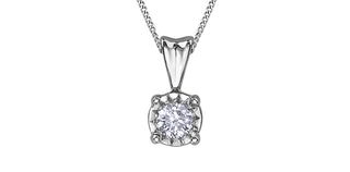 Colgante solitario de diamantes de 0,20 quilates en oro blanco de 10 quilates, 18"