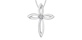 Colgante de cruz de diamantes de plata de ley de 0,075 quilates, 18"