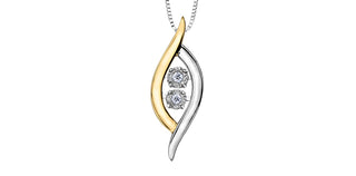 Colgante de oro blanco y amarillo de 10 quilates con diamantes de 0,02 quilates, 18"