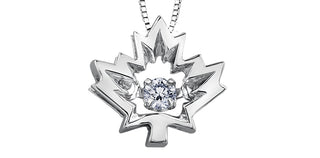 Colgante de hoja de arce con diamantes canadienses de 0,04