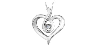 Collar infinito con forma de corazón y diamantes canadienses de plata de ley de 0,142 quilates, 18"