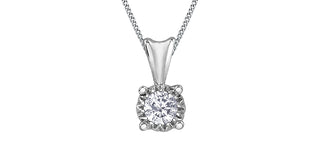 Colgante solitario de diamantes de 0,10 quilates en oro blanco de 10 quilates, 18"